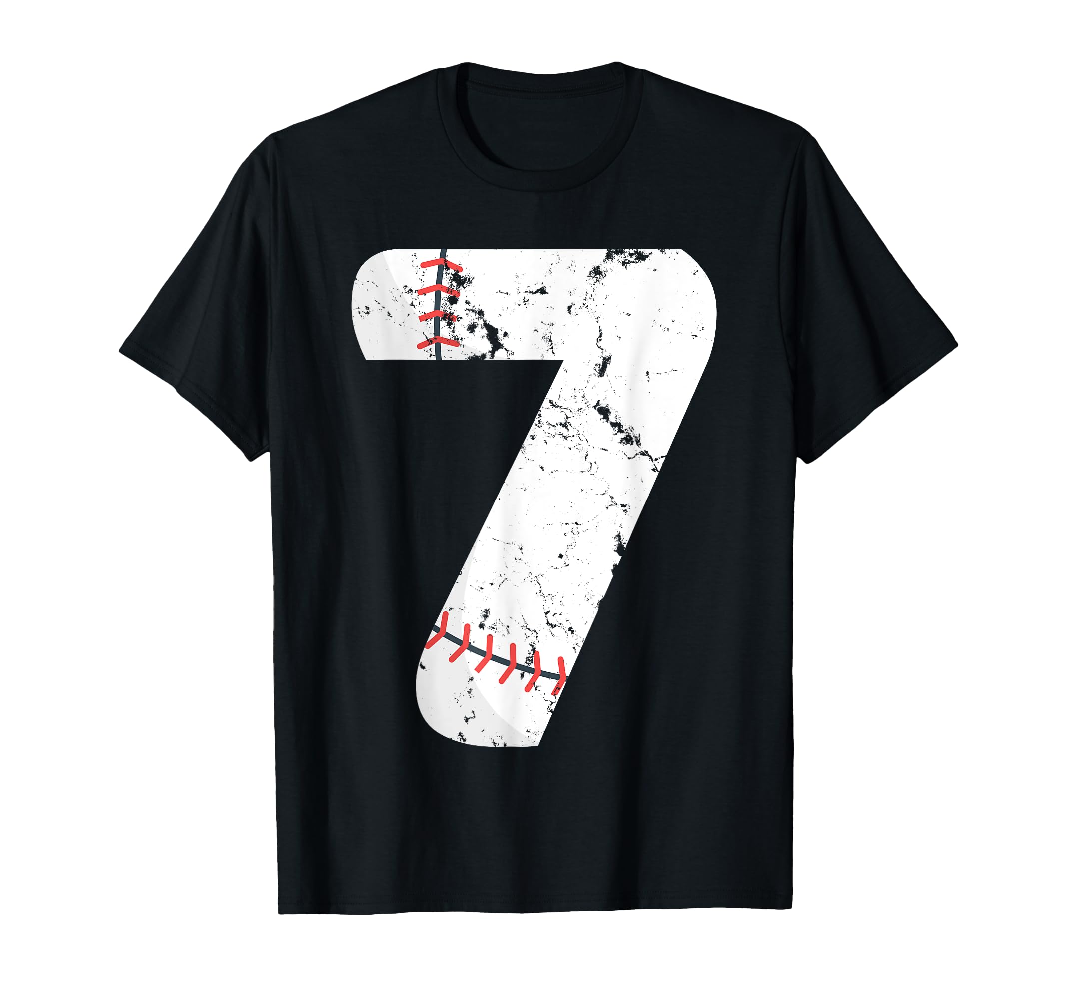 Number 7 Baseball Distressed Team T-Shirt - Fun Novelty Design Unisex - T-Shirt, Sweatshirt, Hoodie