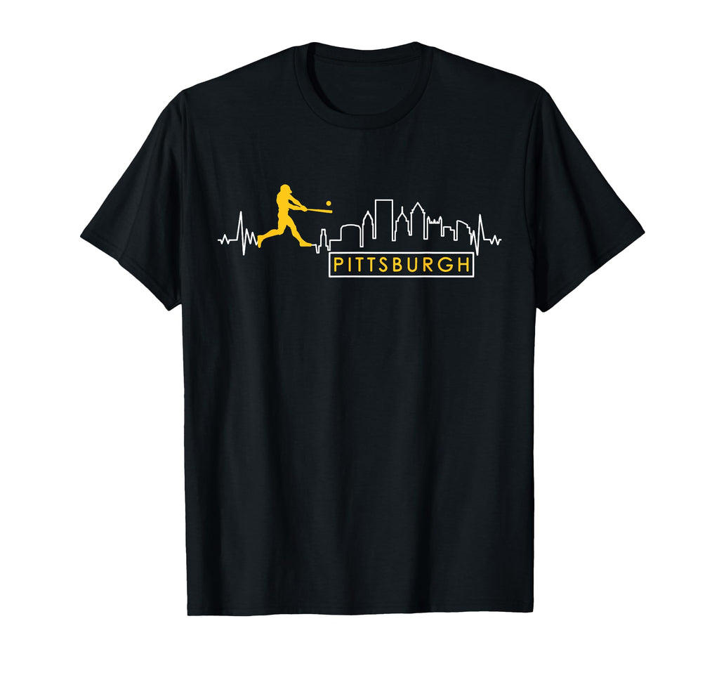 Pittsburgh Lovers Skyline Baseball T-Shirt - Aesthetic Graphic Men Women - T-Shirt, Sweatshirt, Hoodie