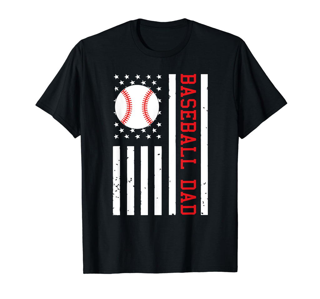 Proud Baseball Dad Usa American Flag T-Shirt - Novelty Apparel Unisex - T-Shirt, Sweatshirt, Hoodie