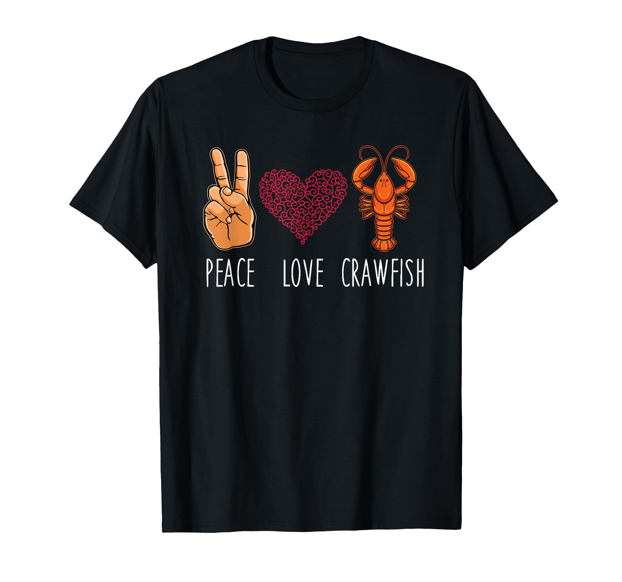 Peace Love Crawfish Mardi Gras T-Shirt - Custom Art Print Men Women - T-Shirt, Sweatshirt, Hoodie