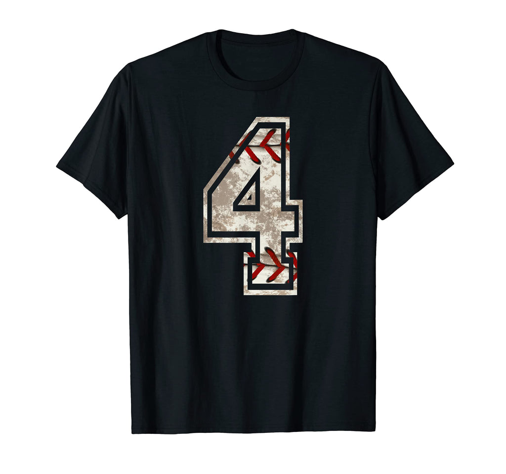 Baseball Jersey Number 4 Distressed T-Shirt - Custom Art Print Men Women - T-Shirt, Sweatshirt, Hoodie