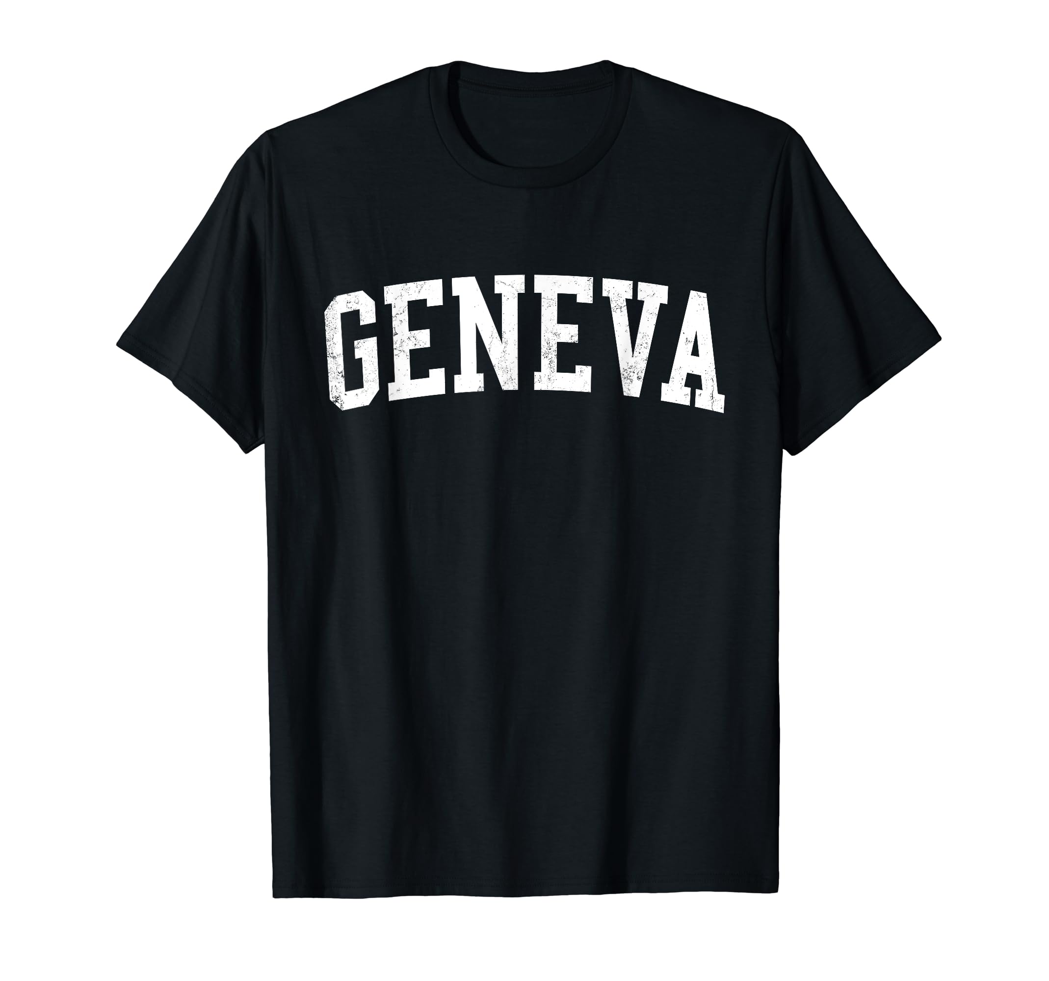 Geneva Ny Distressed White Varsity T-Shirt - Aesthetic Graphic Unisex - T-Shirt, Sweatshirt, Hoodie
