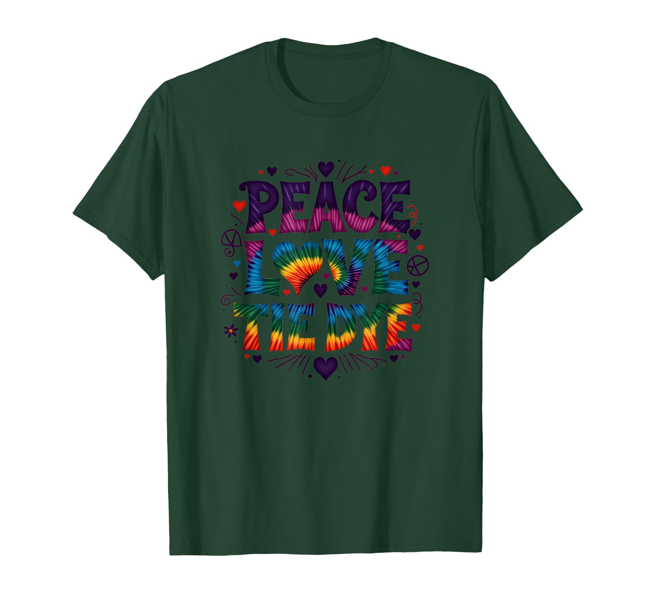 Peace Love Tie Dye Hippie T-Shirt - Aesthetic Graphic for Adults - T-Shirt, Sweatshirt, Hoodie