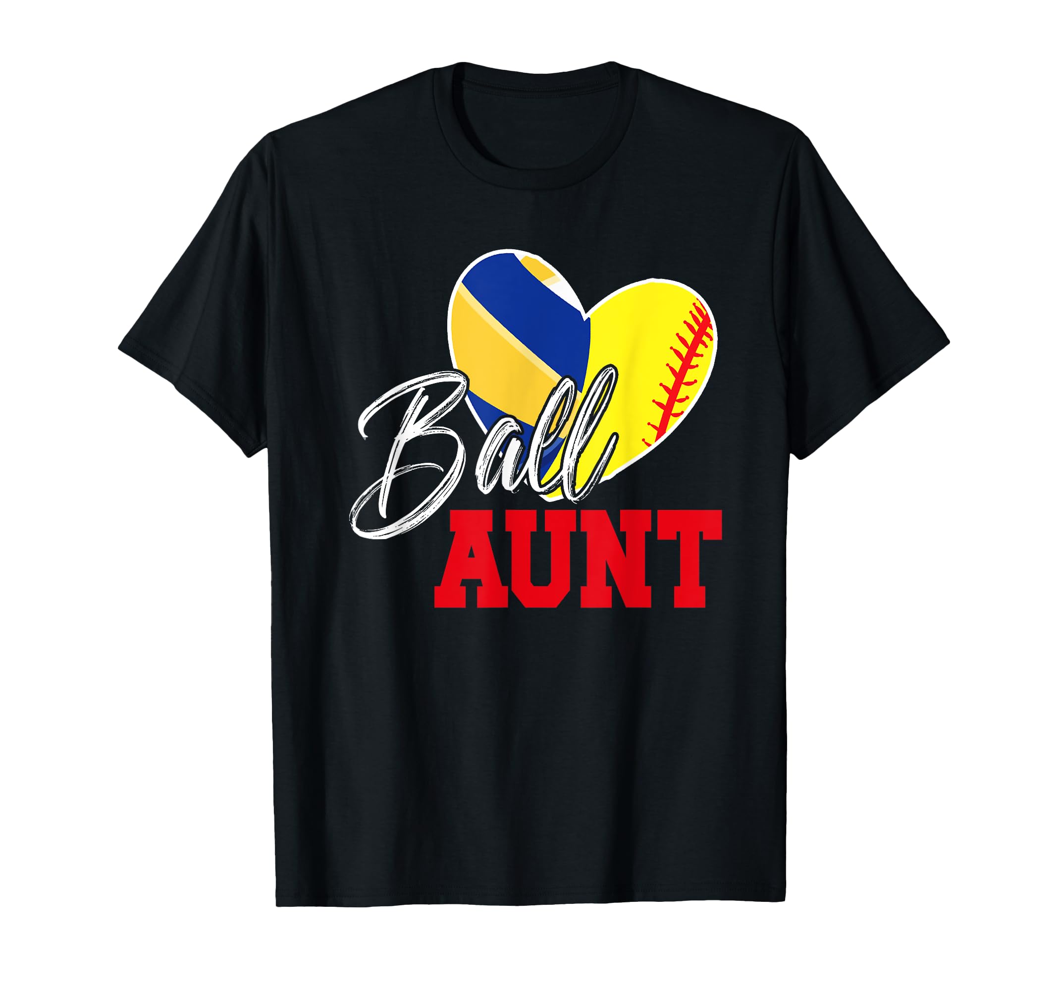 Ball Aunt Heart Softball T-Shirt - Casual Everyday Wear for Adults - T-Shirt, Sweatshirt, Hoodie