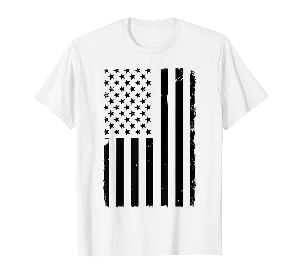 Distressed Black And White Usa American T-Shirt - Custom Art Print Unisex - T-Shirt, Sweatshirt, Hoodie
