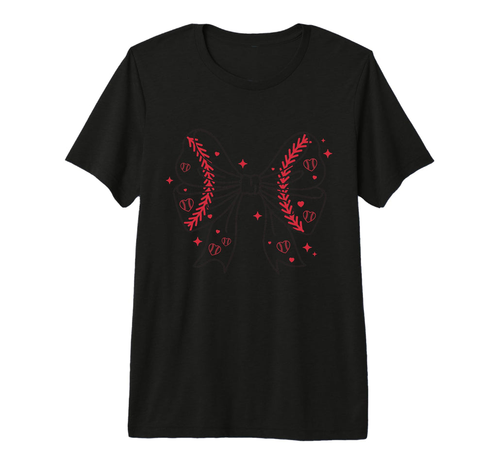 Baseball Bow Stitches And Hearts T-Shirt - Aesthetic Graphic for Adults - T-Shirt, Sweatshirt, Hoodie