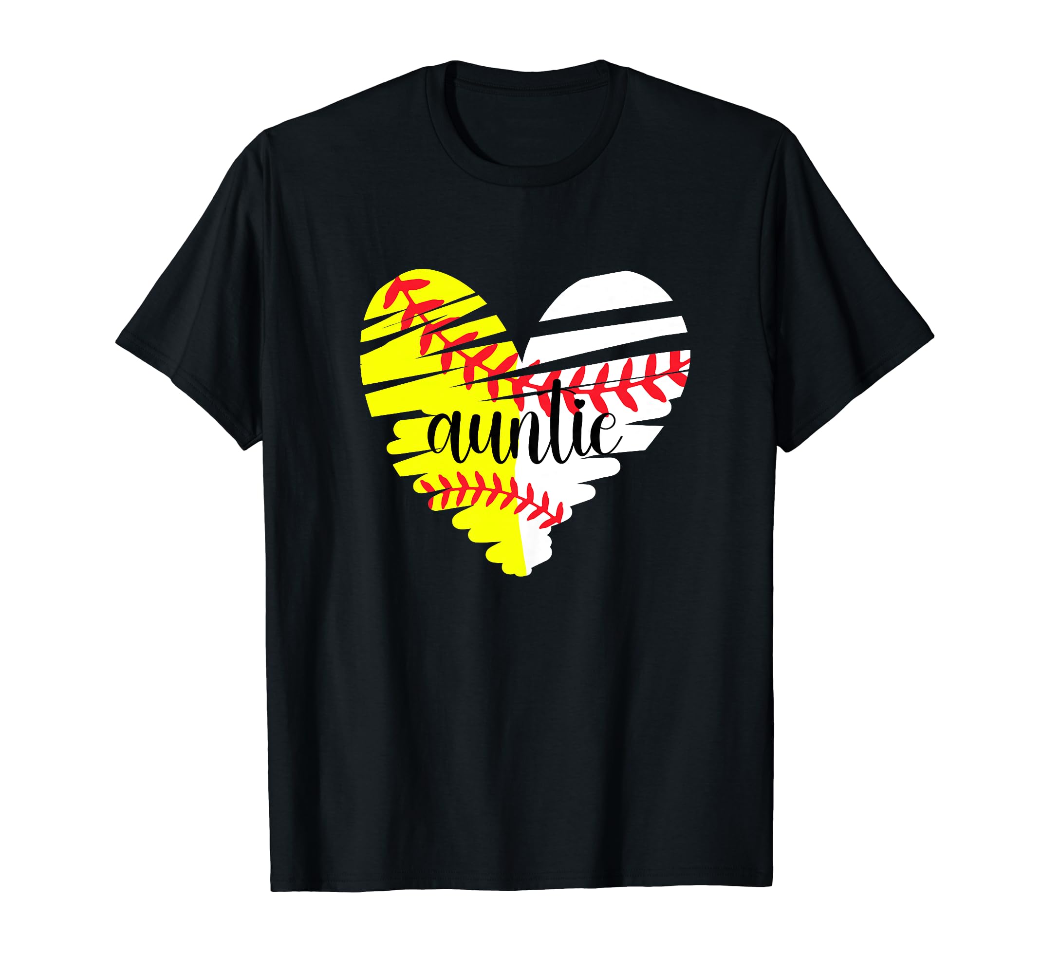Baseball Softball Auntie Heart Softball T-Shirt - Aesthetic Graphic Unisex - T-Shirt, Sweatshirt, Hoodie