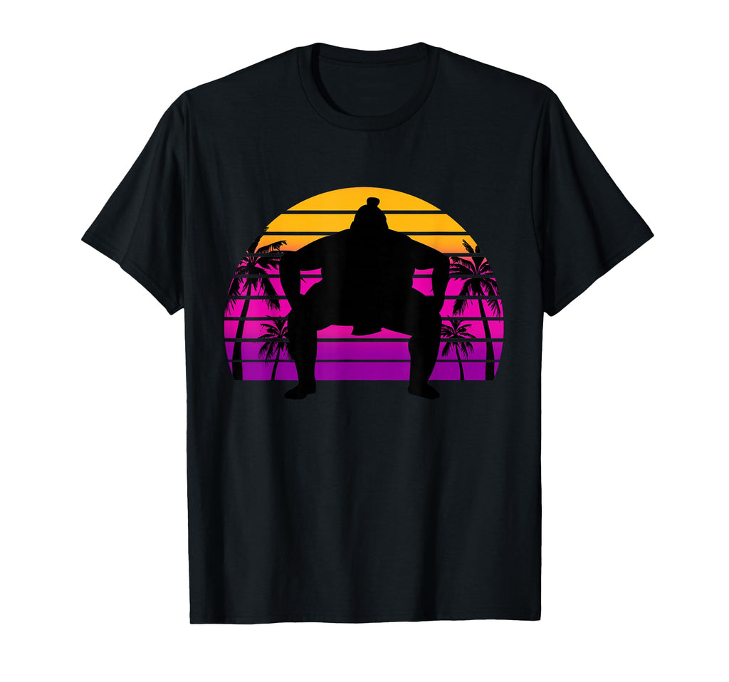 Sumo Wrestler Sunset Vaporwave T-Shirt - Custom Art Print Men Women - T-Shirt, Sweatshirt, Hoodie
