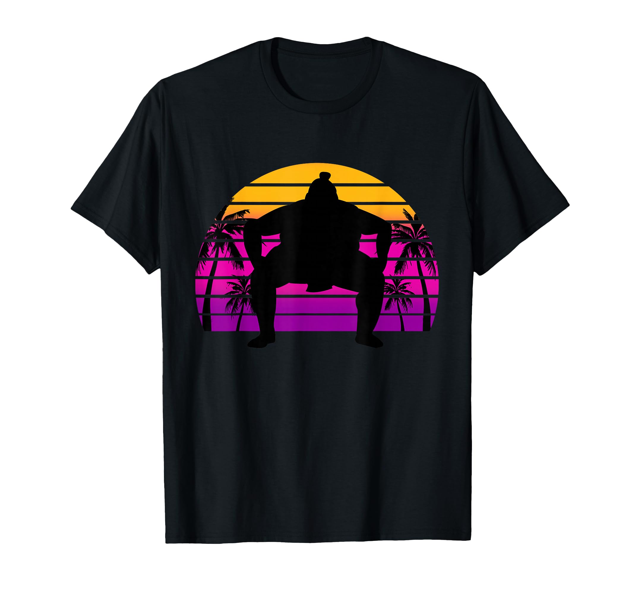 Sumo Wrestler Sunset Vaporwave T-Shirt - Custom Art Print Men Women - T-Shirt, Sweatshirt, Hoodie