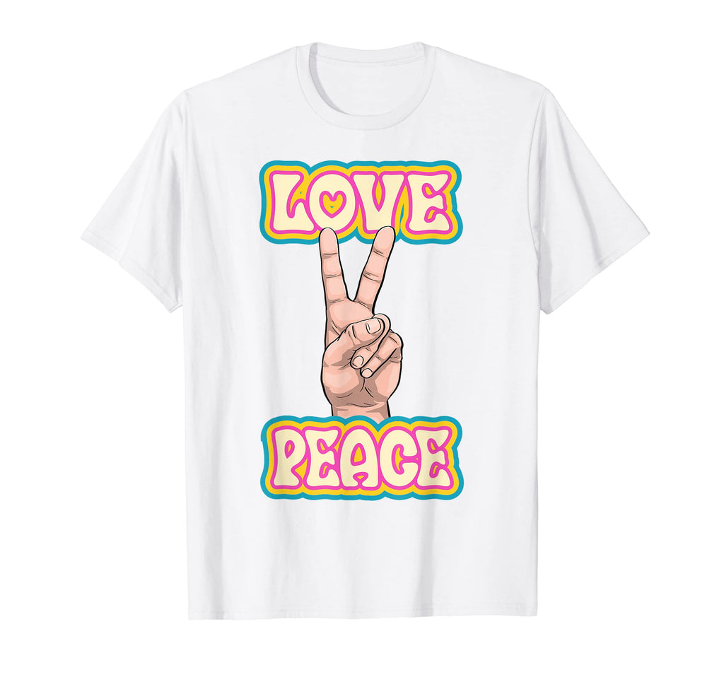 Peace Love Green Yellow Funny Hand T-Shirt - Unique Graphic for Adults - T-Shirt, Sweatshirt, Hoodie