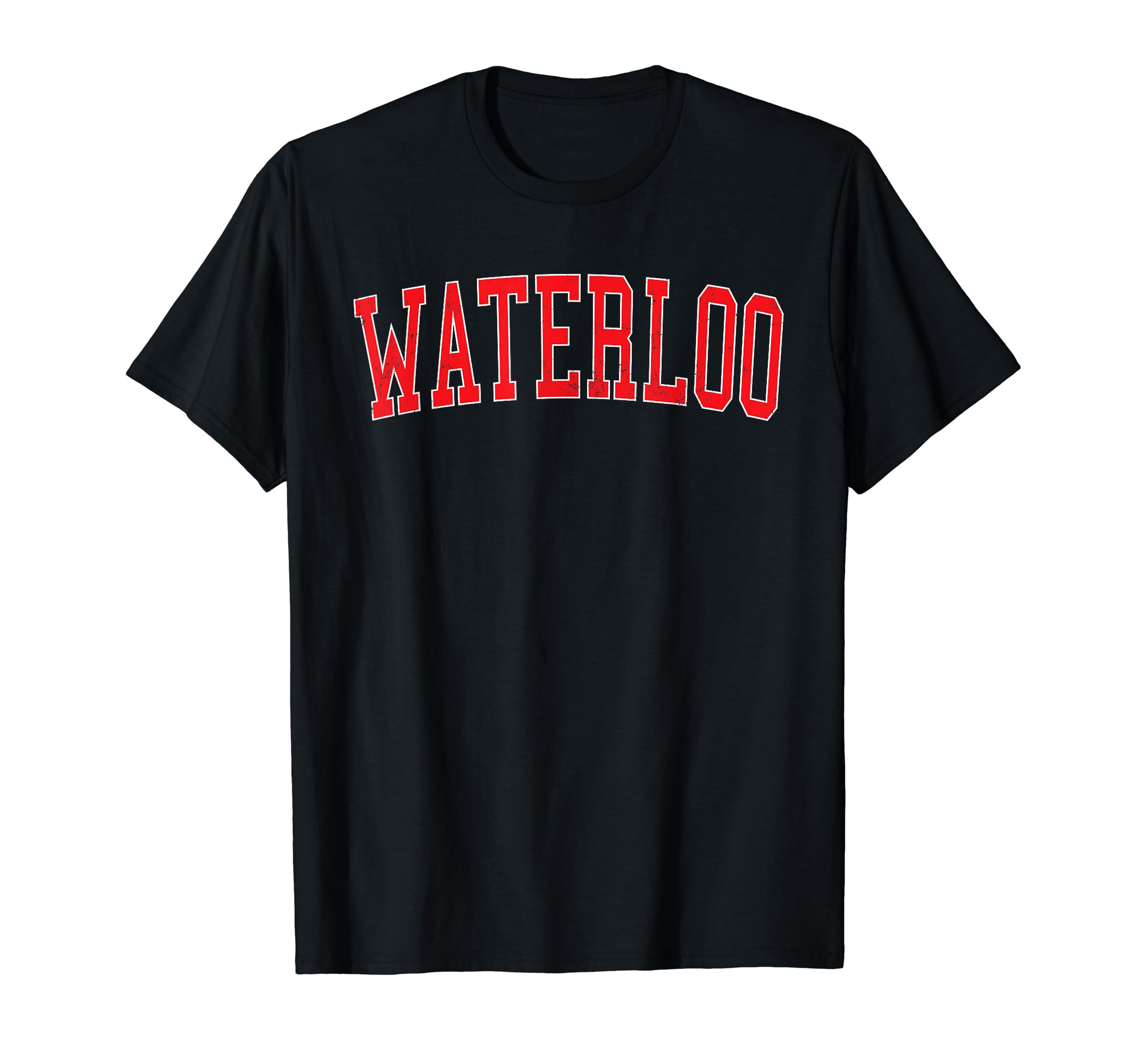 Waterloo Ia Varsity Red Text T-Shirt - Trendy Graphic Men Women - T-Shirt, Sweatshirt, Hoodie