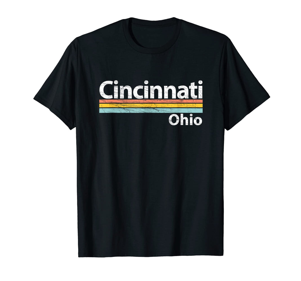 Cincinnati Ohio Worn Stripes T-Shirt - Graphic Print for Adults - T-Shirt, Sweatshirt, Hoodie