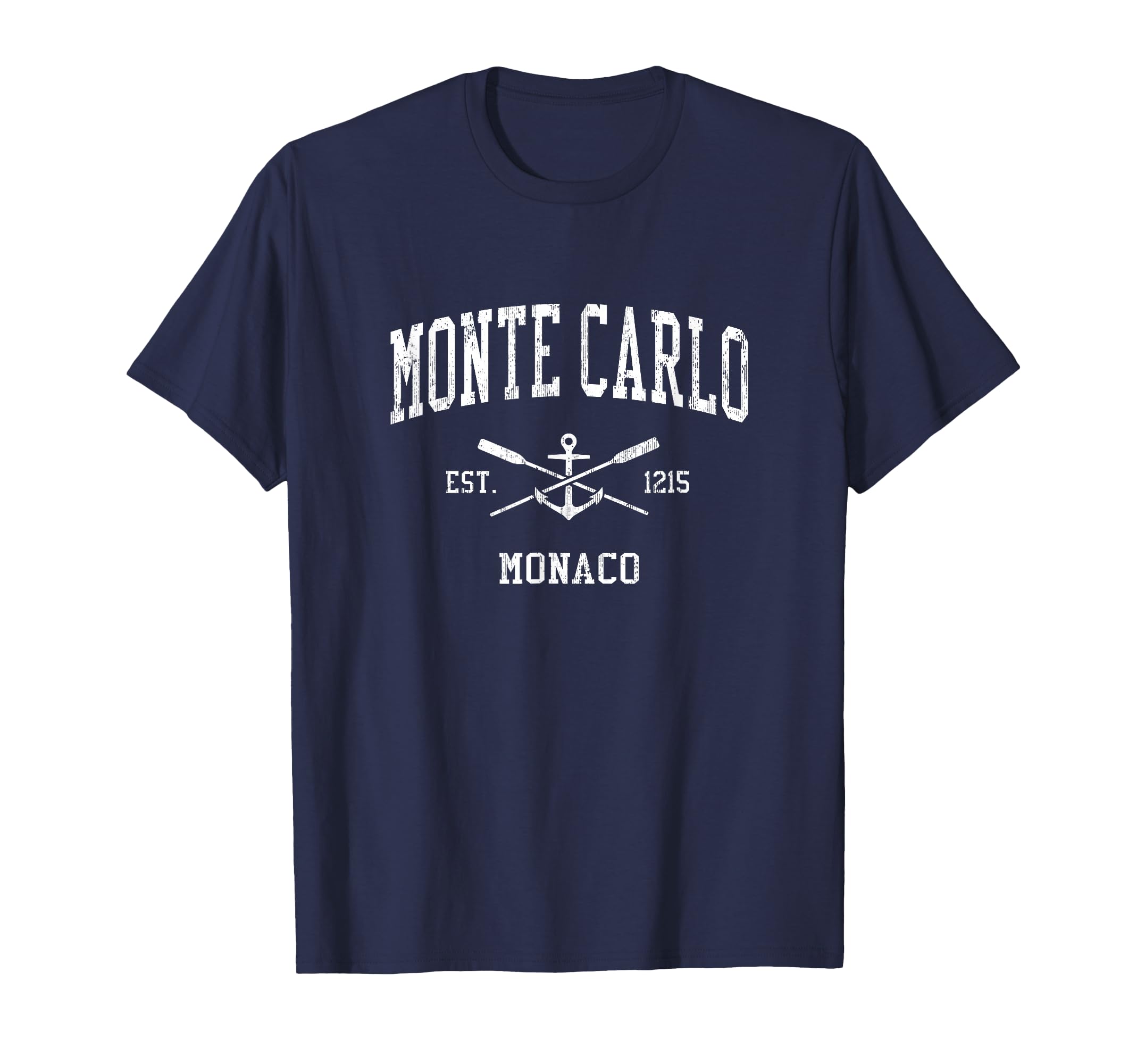 Monte Carlo Crossed Oars Boat Anchor T-Shirt - Aesthetic Graphic Men Women - T-Shirt, Sweatshirt, Hoodie