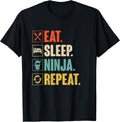 Eat Sleep Ninja Repeat Designs - Adult & Kids T-Shirts, Sweatshirts & Hoodies apparel design preview 1