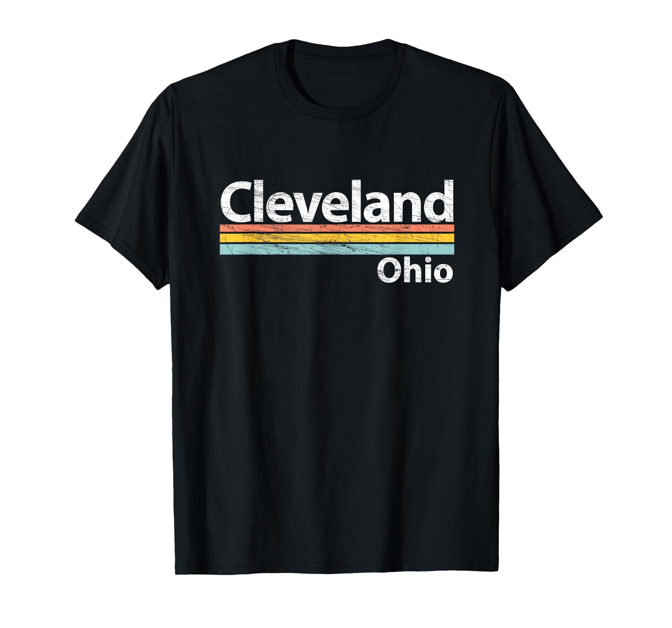 Cleveland Ohio Worn Stripes T-Shirt - Trendy Graphic Men Women - T-Shirt, Sweatshirt, Hoodie
