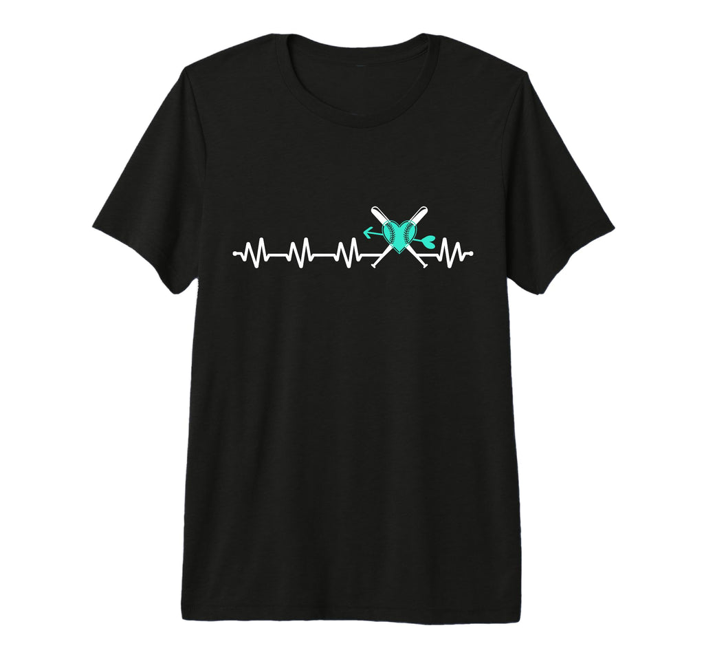 Baseball Softball Baseball Mom Heartbeat T-Shirt - Unique Graphic Unisex - T-Shirt, Sweatshirt, Hoodie