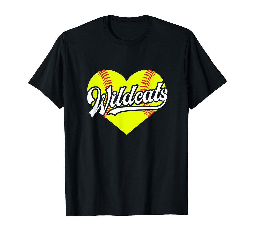 Softball Heart Wildcats Team T Ball T-Shirt - Minimalist Print Unisex - T-Shirt, Sweatshirt, Hoodie