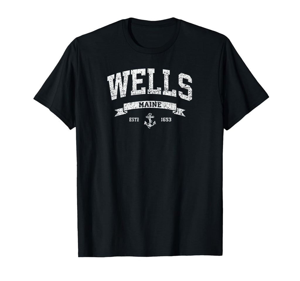 Wells Maine Me Distressed 207 Gifts T-Shirt - Minimalist Print for Adults - T-Shirt, Sweatshirt, Hoodie