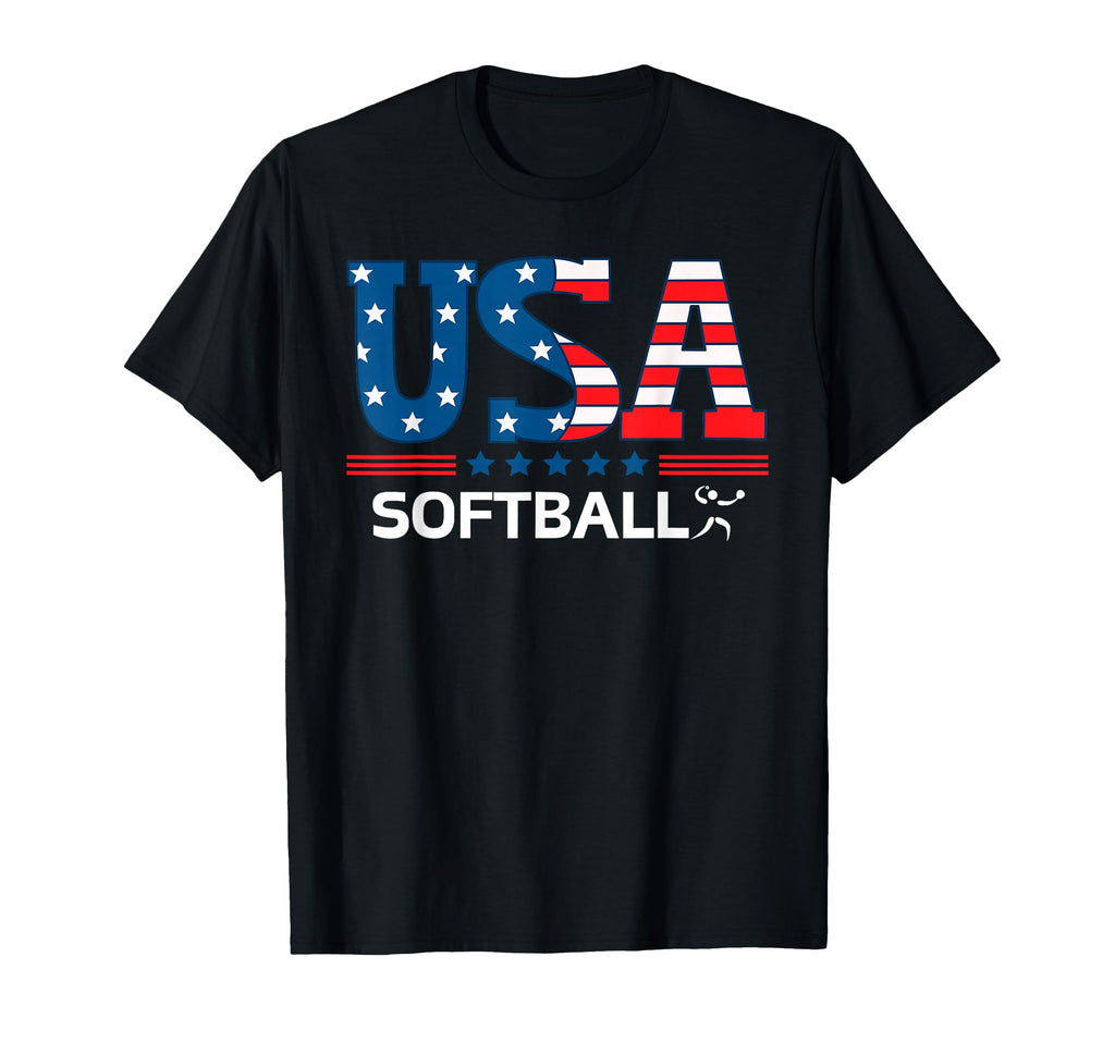 Softball United States Flag Softball Usa T-Shirt - Graphic Print Men Women - T-Shirt, Sweatshirt, Hoodie