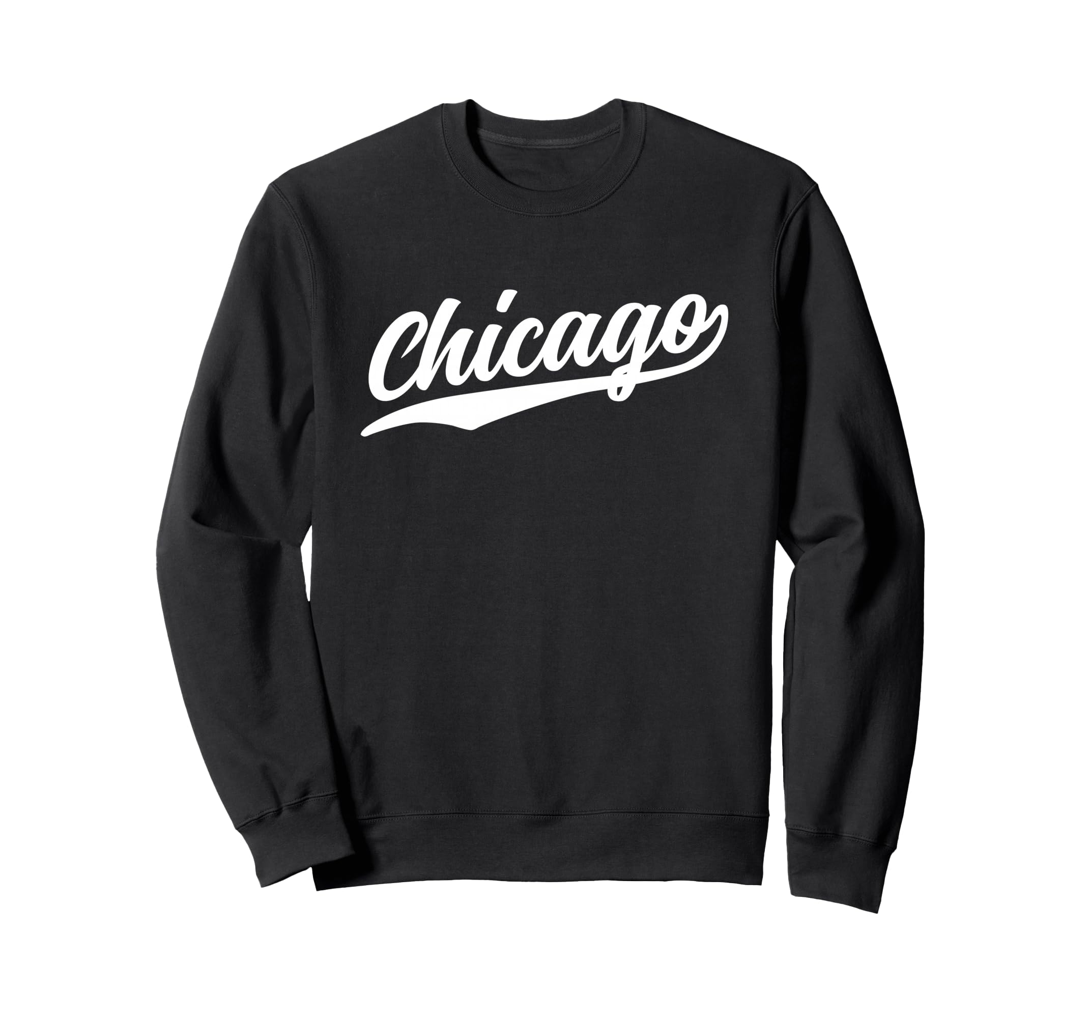 Chicago Illinois Script 1970S White Text Sweatshirt - Unique Graphic Unisex - T-Shirt, Sweatshirt, Hoodie