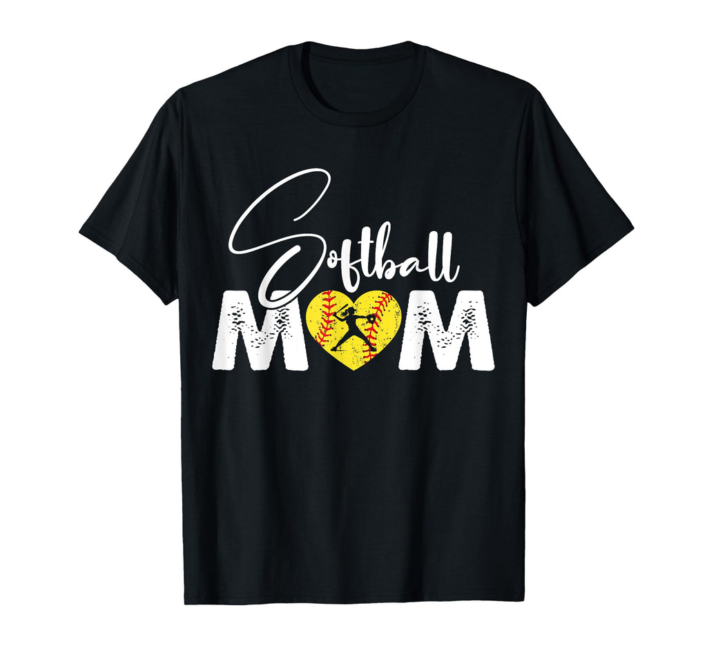 Softball Mom Funny Heart Present Baseball T-Shirt - Novelty Apparel Unisex - T-Shirt, Sweatshirt, Hoodie