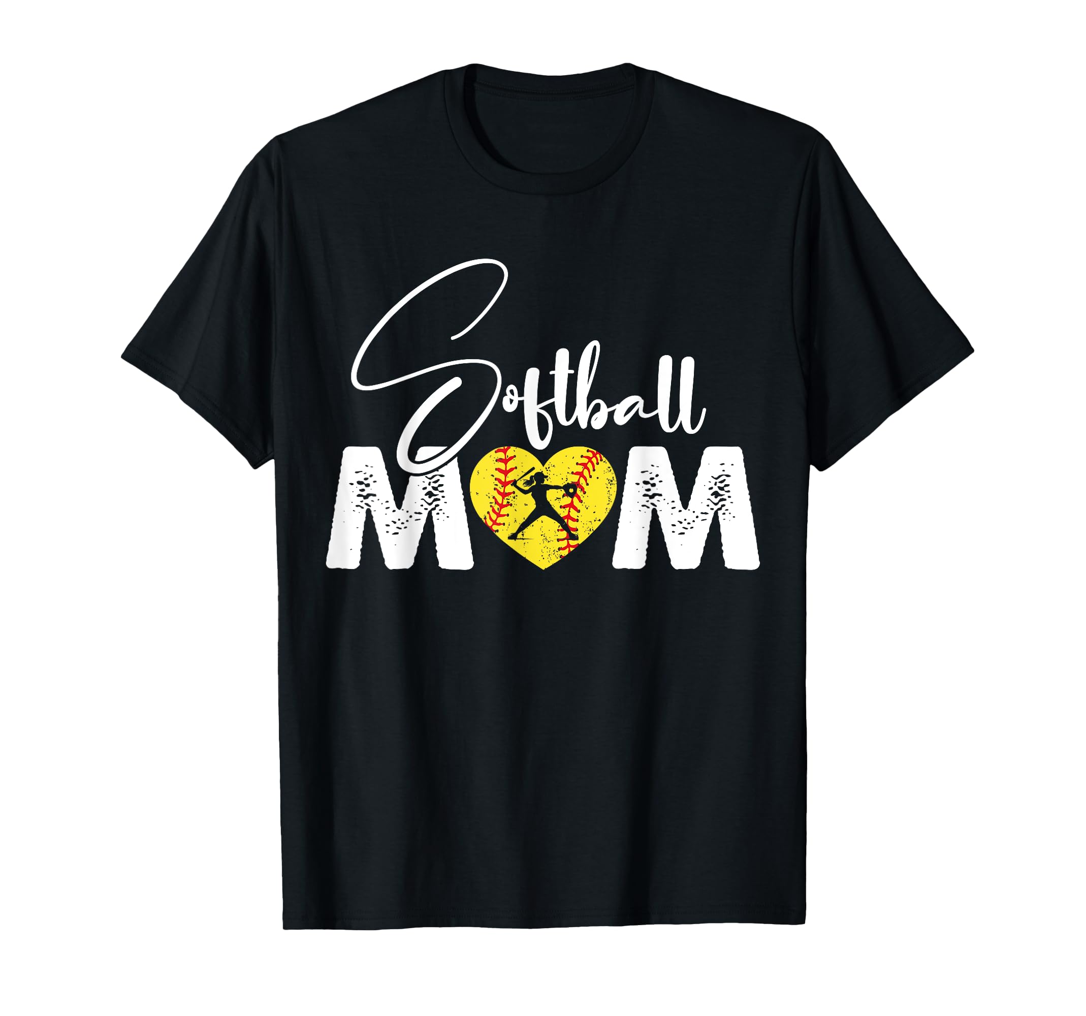 Softball Mom Funny Heart Present Baseball T-Shirt - Novelty Apparel Unisex - T-Shirt, Sweatshirt, Hoodie