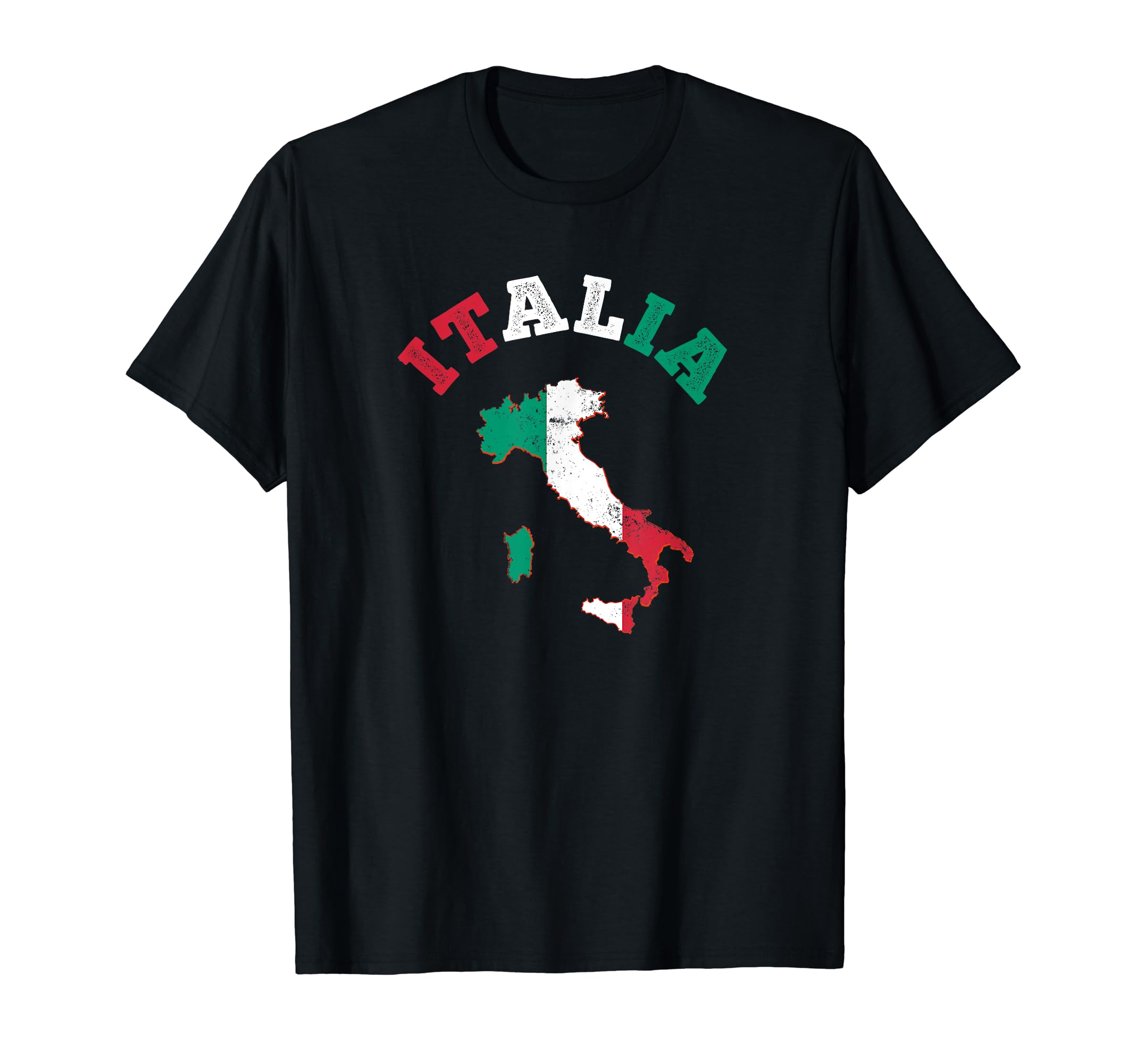 Italy Map And Flag Souvenir Distressed T-Shirt - Custom Art Print Unisex - T-Shirt, Sweatshirt, Hoodie