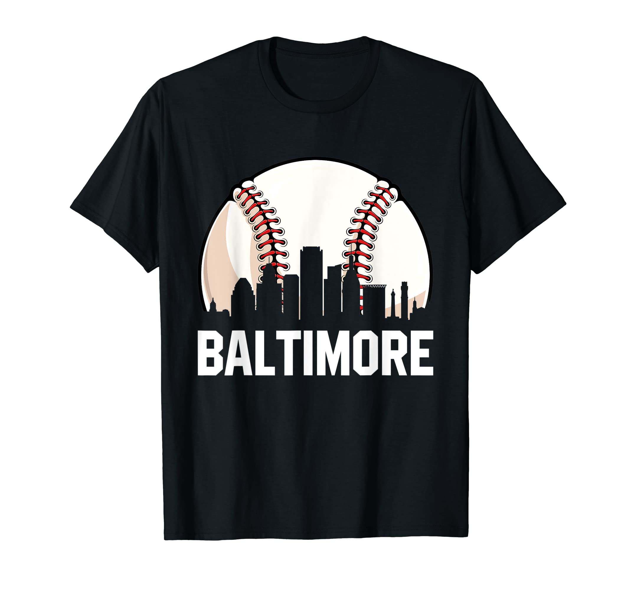 Baltimore Cityscape Dad Baseball Lover T-Shirt - Graphic Print Unisex - T-Shirt, Sweatshirt, Hoodie