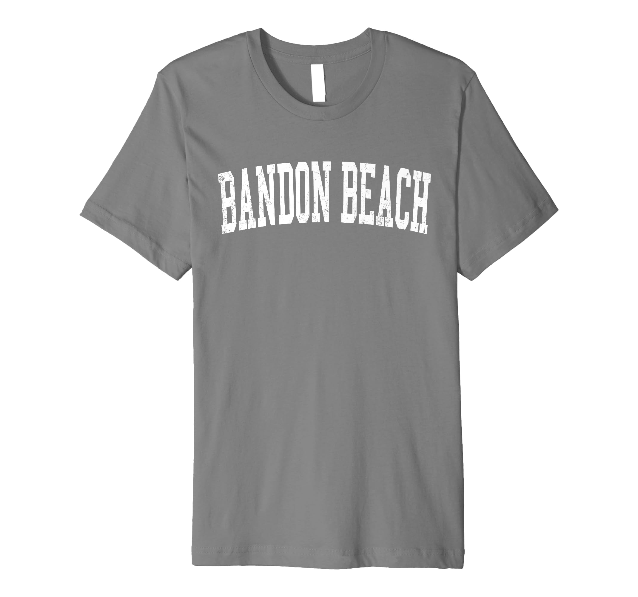Bandon Beach Distressed White Varsity T-Shirt - Streetwear Style for Adults - T-Shirt, Sweatshirt, Hoodie