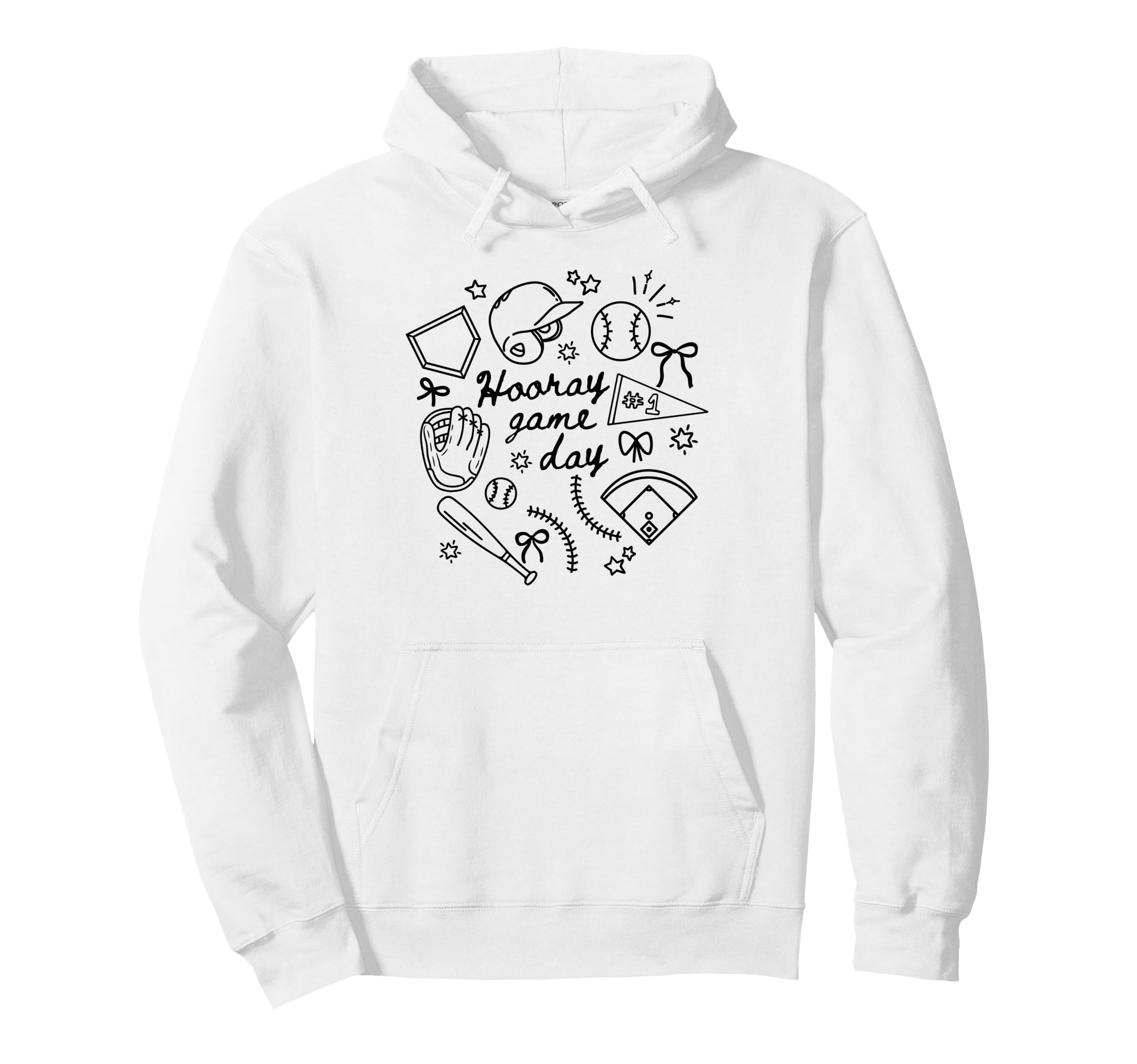 Hooray Game Day Baseball Mom Hoodie - Unique Graphic Unisex - T-Shirt, Sweatshirt, Hoodie