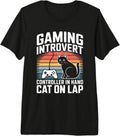Introvert Gamer Cat Lover Retro - Adult & Kids T-Shirts, Sweatshirts & Hoodies apparel design preview 1