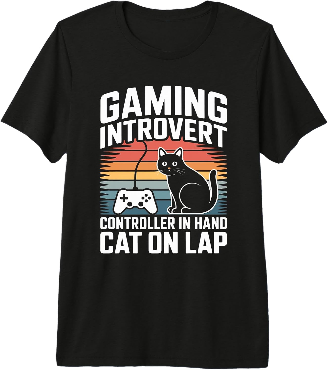 Introvert Gamer Cat Lover Retro - Adult & Kids T-Shirts, Sweatshirts & Hoodies apparel design preview 1