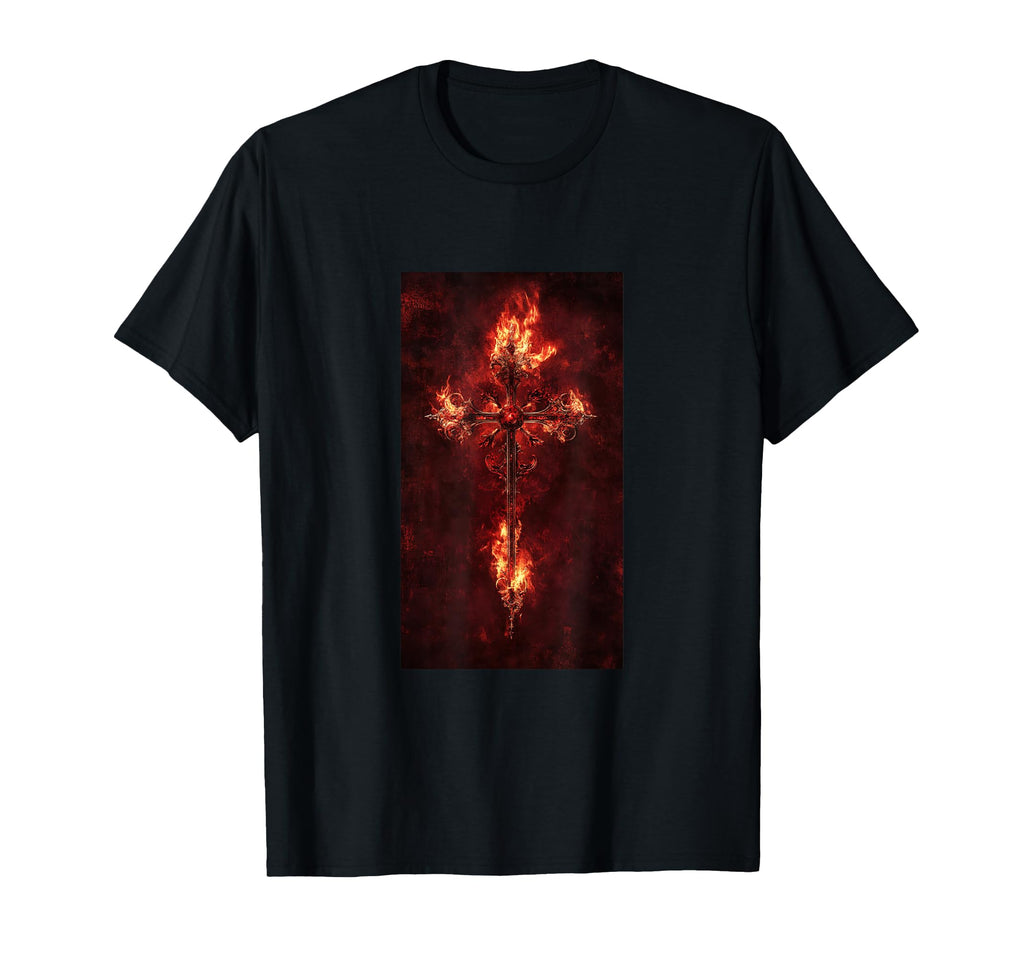 Gothic Cross Grunge Aesthetic Y2K T-Shirt - Fun Novelty Design for Adults - T-Shirt, Sweatshirt, Hoodie