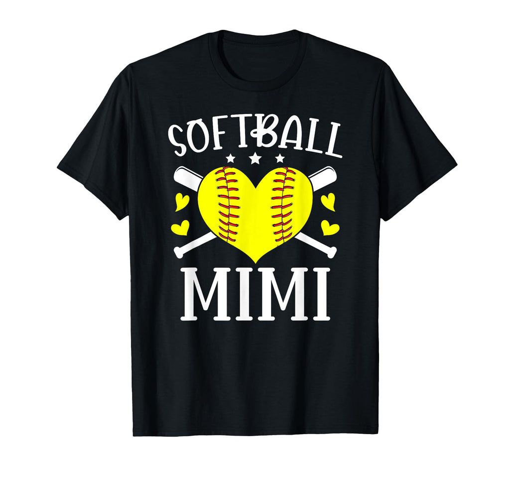 Softball Mimi Heart Grandma Mimi T-Shirt - Graphic Print for Adults - T-Shirt, Sweatshirt, Hoodie