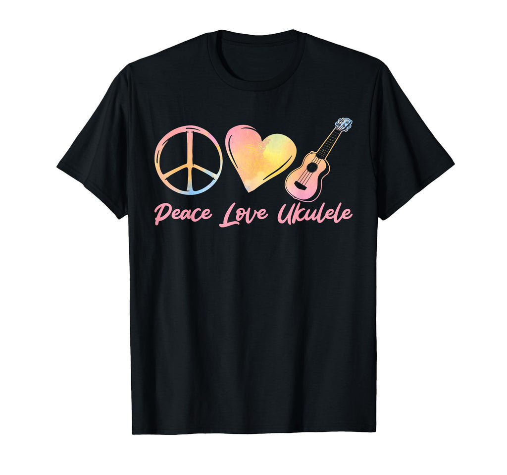 Hawaiian Ukulele Uke Tie Dye Peace Love T-Shirt - Trendy Graphic Unisex - T-Shirt, Sweatshirt, Hoodie