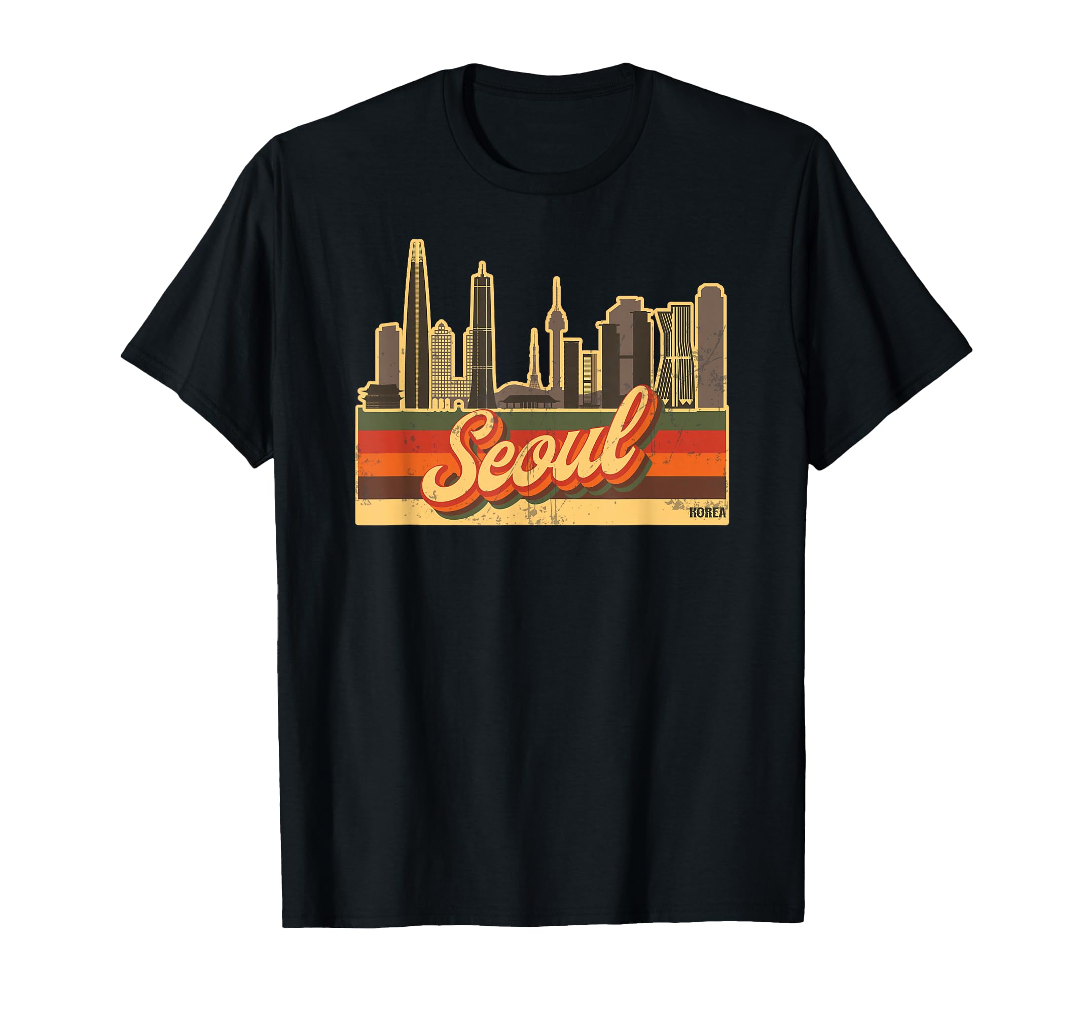 Seoul Skyline South Korea Stripes T-Shirt - Aesthetic Graphic Men Women - T-Shirt, Sweatshirt, Hoodie