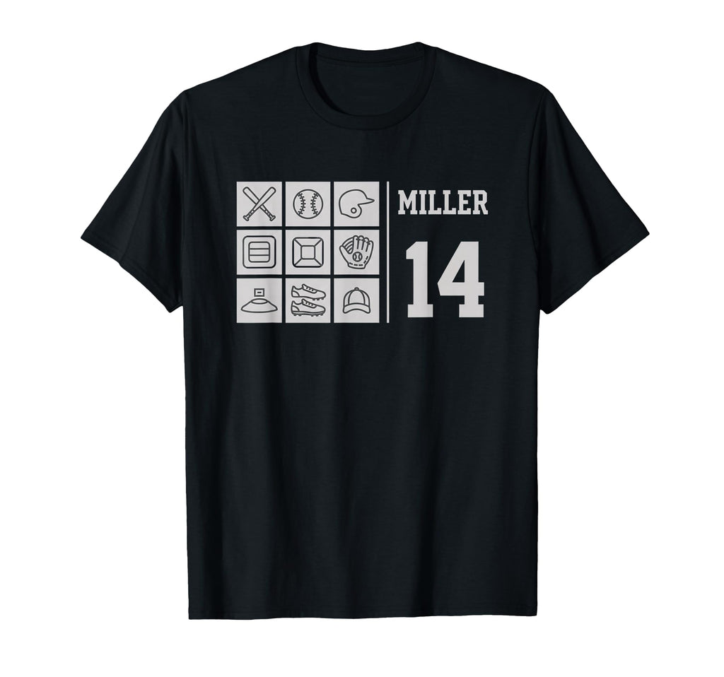 Miller 14 Baseball Mom Name Fan T-Shirt - Minimalist Print for Adults - T-Shirt, Sweatshirt, Hoodie