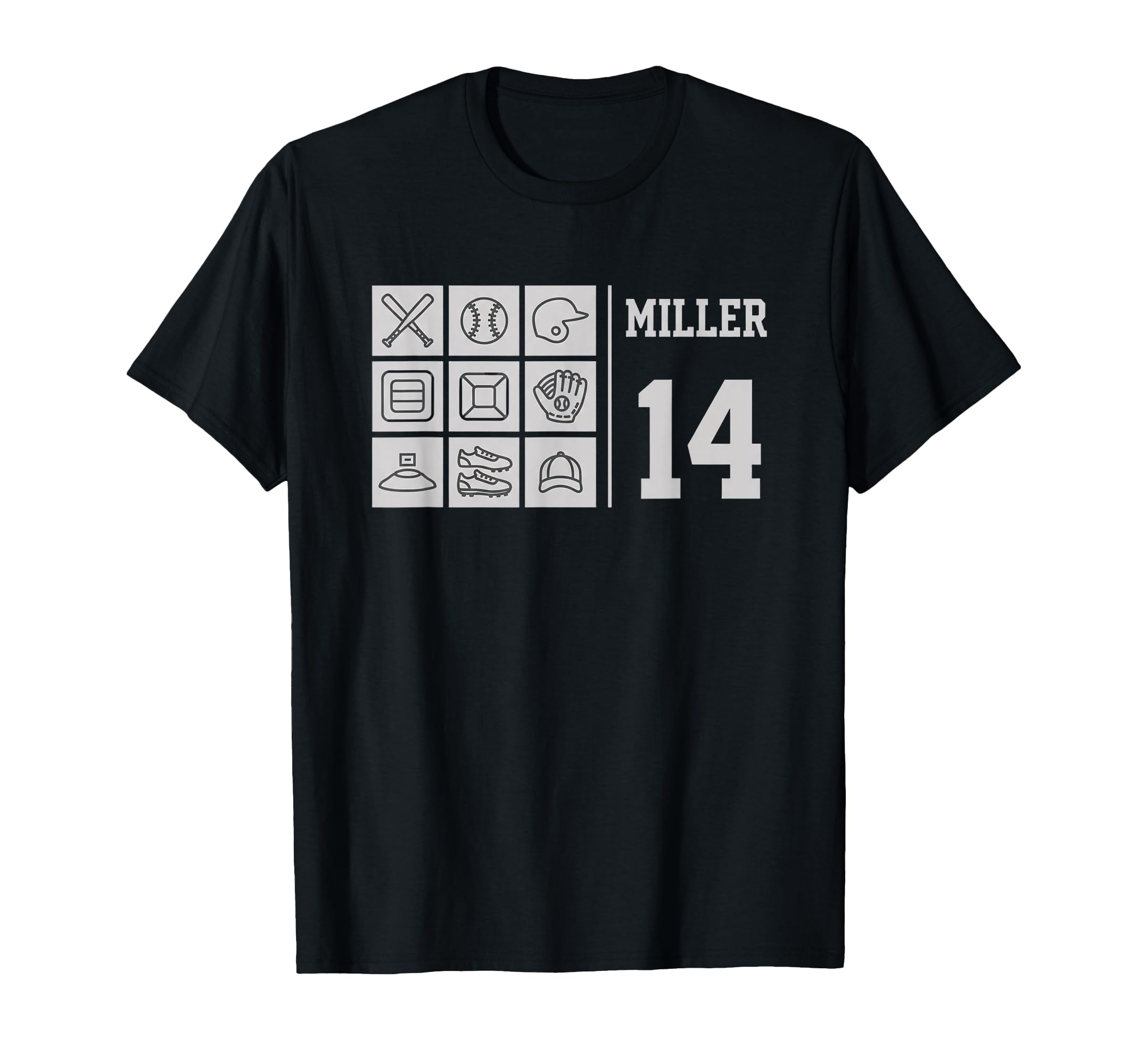 Miller 14 Baseball Mom Name Fan T-Shirt - Minimalist Print for Adults - T-Shirt, Sweatshirt, Hoodie
