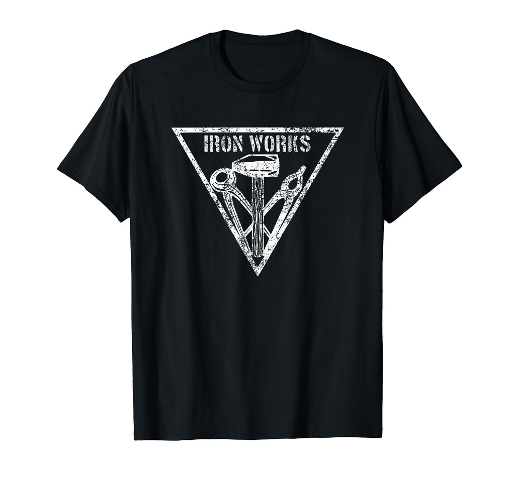 Distressed Blacksmith Iron Works Hoodie - Minimalist Print for Adults - T-Shirt, Sweatshirt, Hoodie