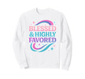 Blessed Favored Christian Pastel Sweatshirt - Minimalist Print Men Women - T-Shirt, Sweatshirt, Hoodie
