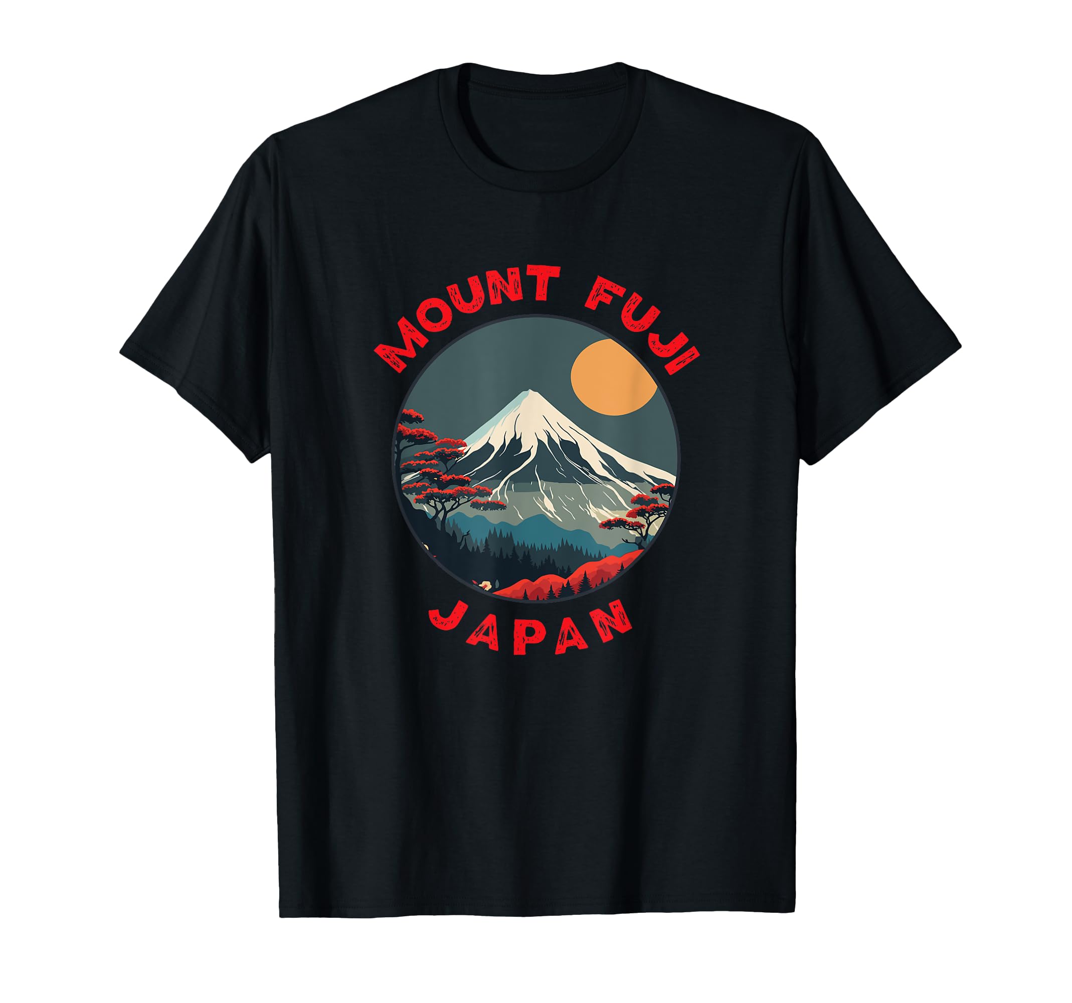 Mount Fuji Japan Distressed Circle T-Shirt - Minimalist Print Men Women - T-Shirt, Sweatshirt, Hoodie