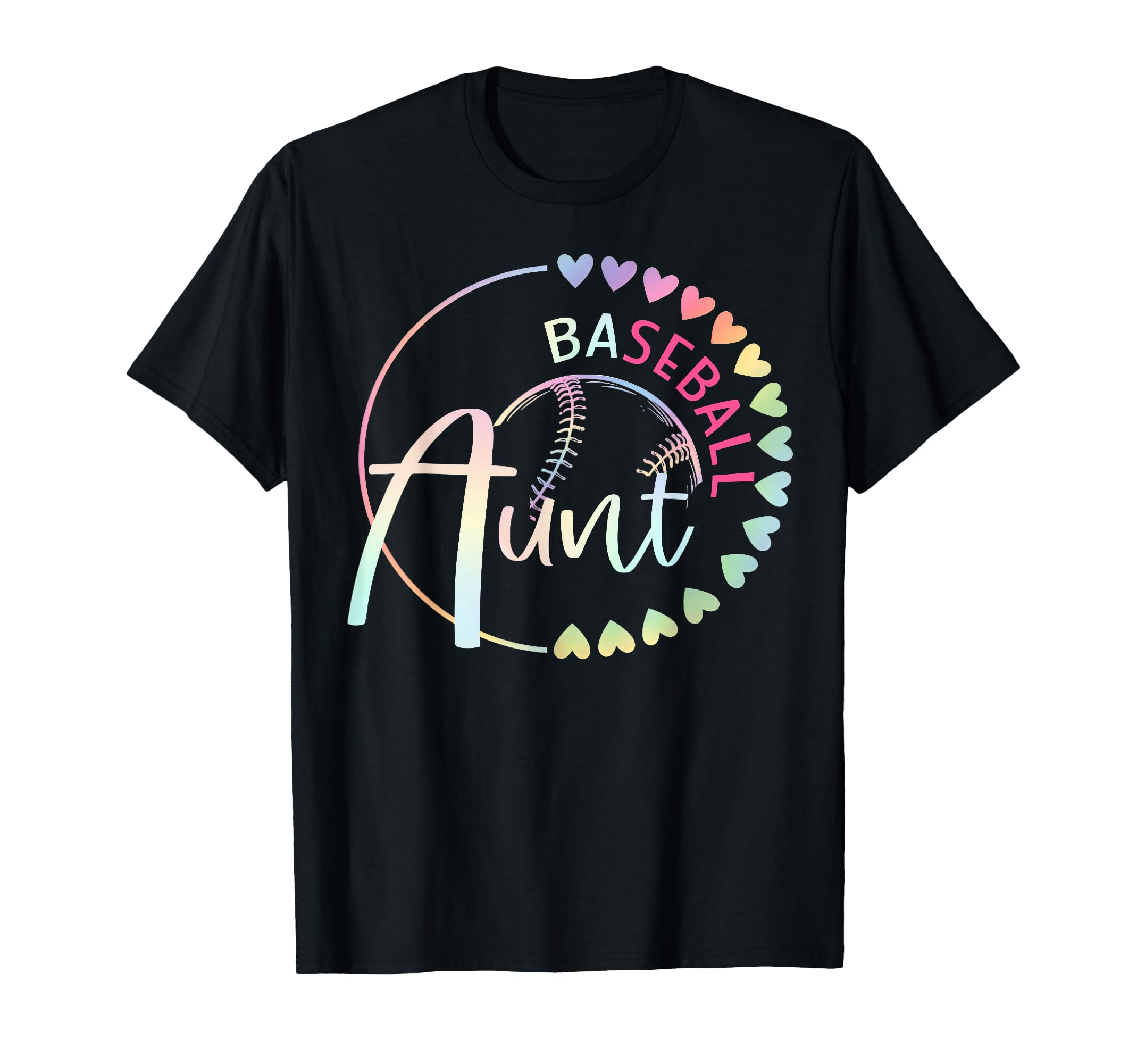 Baseball Aunt Auntie Heart Tie Dye T-Shirt - Streetwear Style for Adults - T-Shirt, Sweatshirt, Hoodie