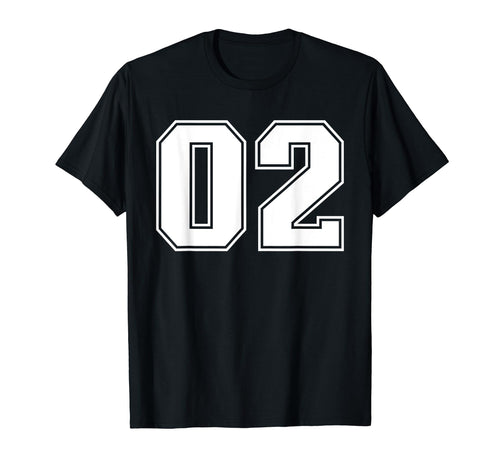 02 Jersey Number Baseball Football T-Shirt - Novelty Apparel for Adults - T-Shirt, Sweatshirt, Hoodie