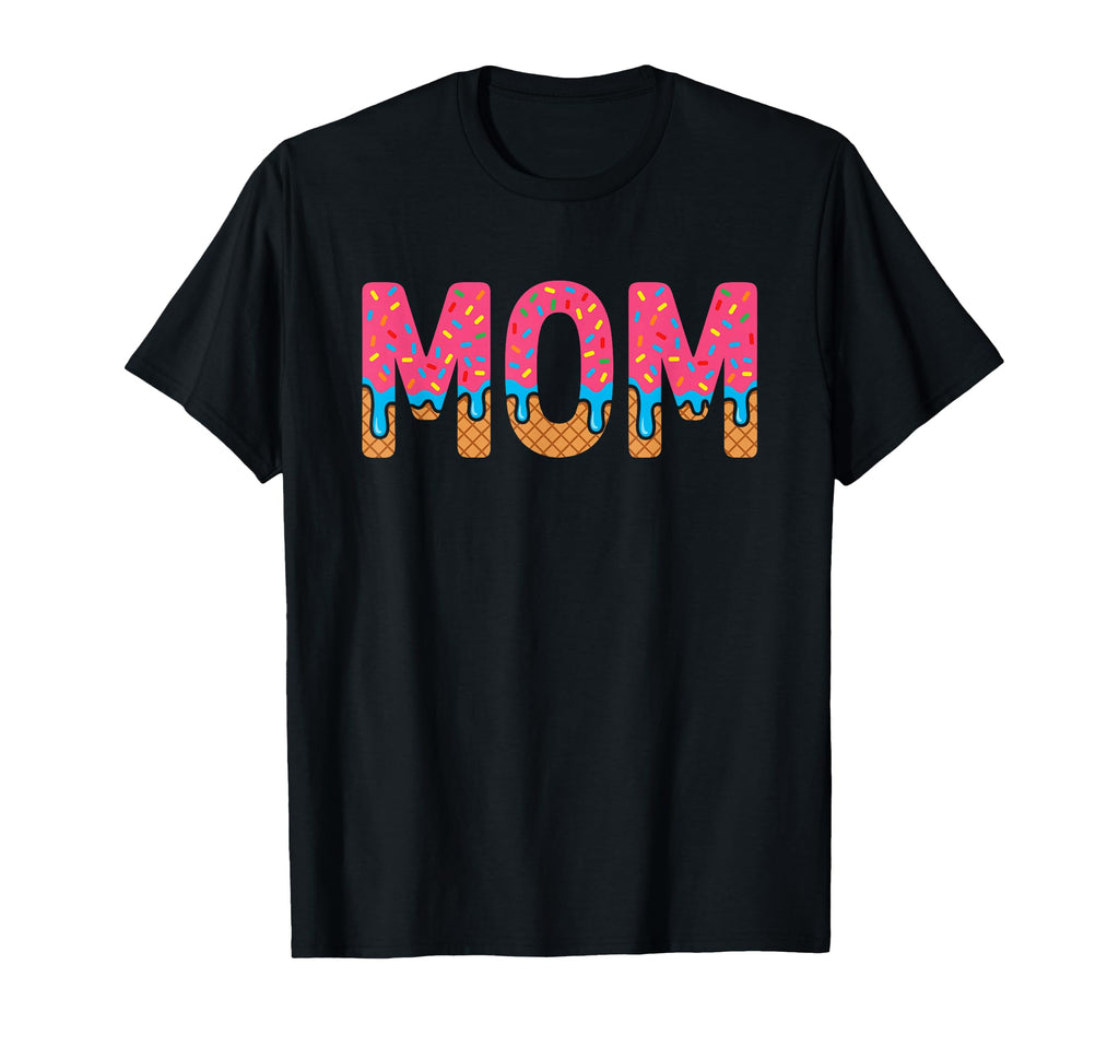 Mom Baseball Drip Ice Cream Mama Birthday T-Shirt - Graphic Print Unisex - T-Shirt, Sweatshirt, Hoodie
