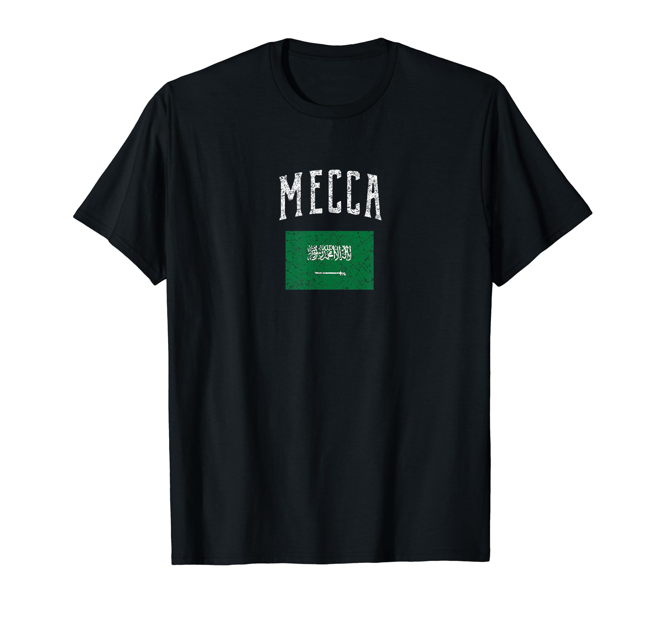 Mecca Saudi Arabia Flag Distressed T-Shirt - Aesthetic Graphic for Adults - T-Shirt, Sweatshirt, Hoodie