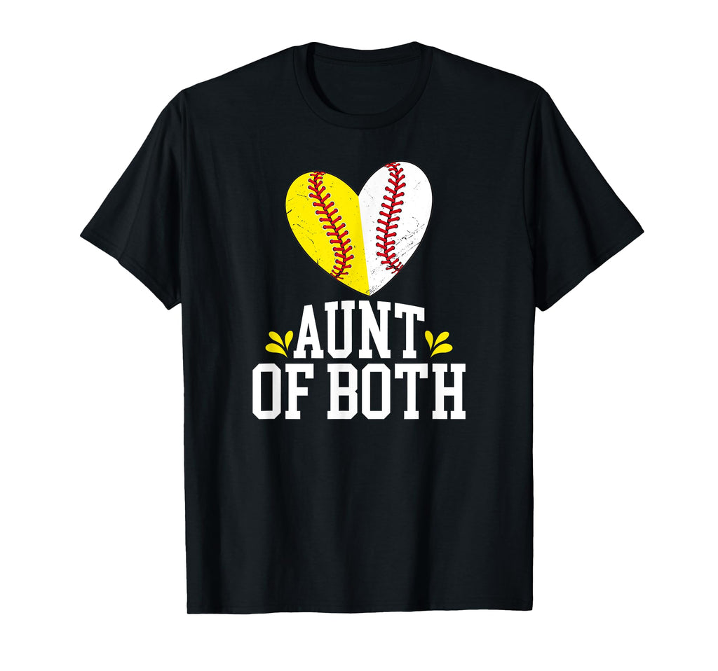 Aunt Both Heart Softball Baseball Aunt T-Shirt - Trendy Graphic Unisex - T-Shirt, Sweatshirt, Hoodie