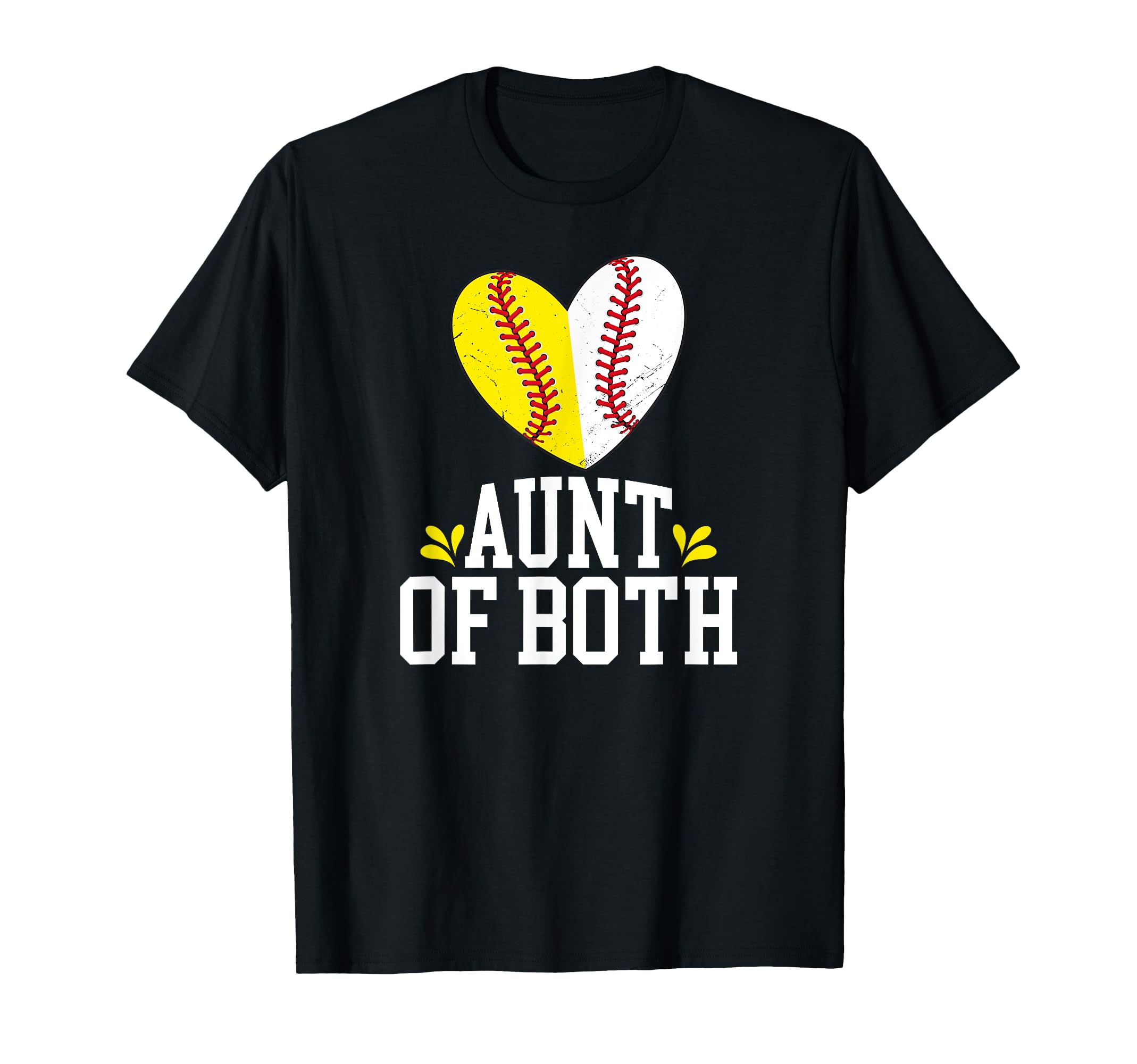 Aunt Both Heart Softball Baseball Aunt T-Shirt - Trendy Graphic Unisex - T-Shirt, Sweatshirt, Hoodie