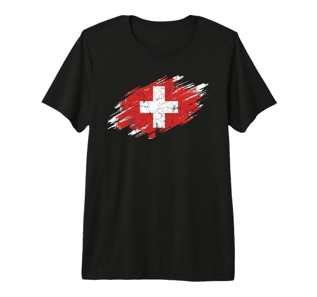 Switzerland Flag Distressed Tri Blend T-Shirt - Trendy Graphic Unisex - T-Shirt, Sweatshirt, Hoodie