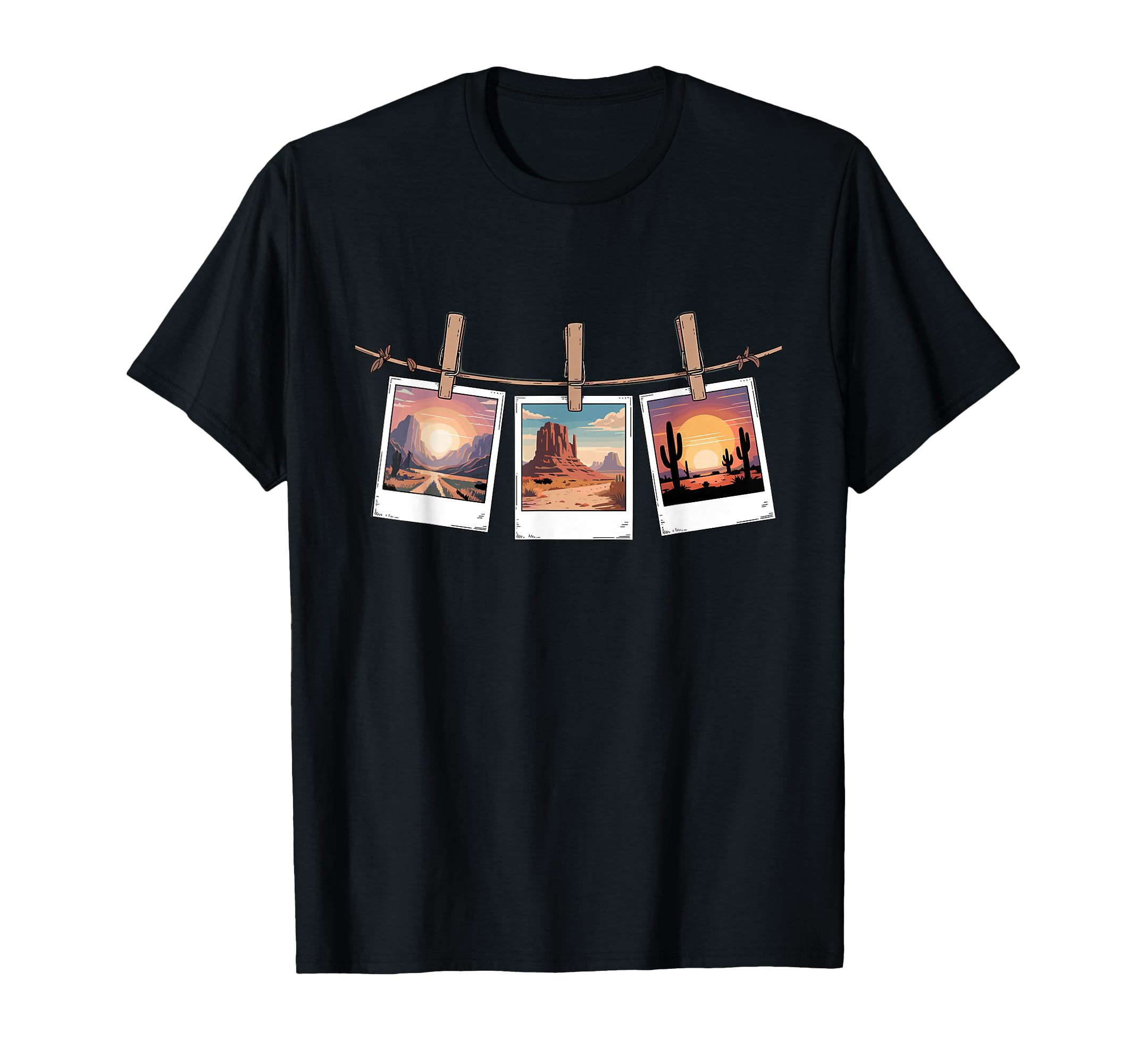 Desert Sunset Polaroid Photos Western T-Shirt - Unique Graphic Unisex - T-Shirt, Sweatshirt, Hoodie