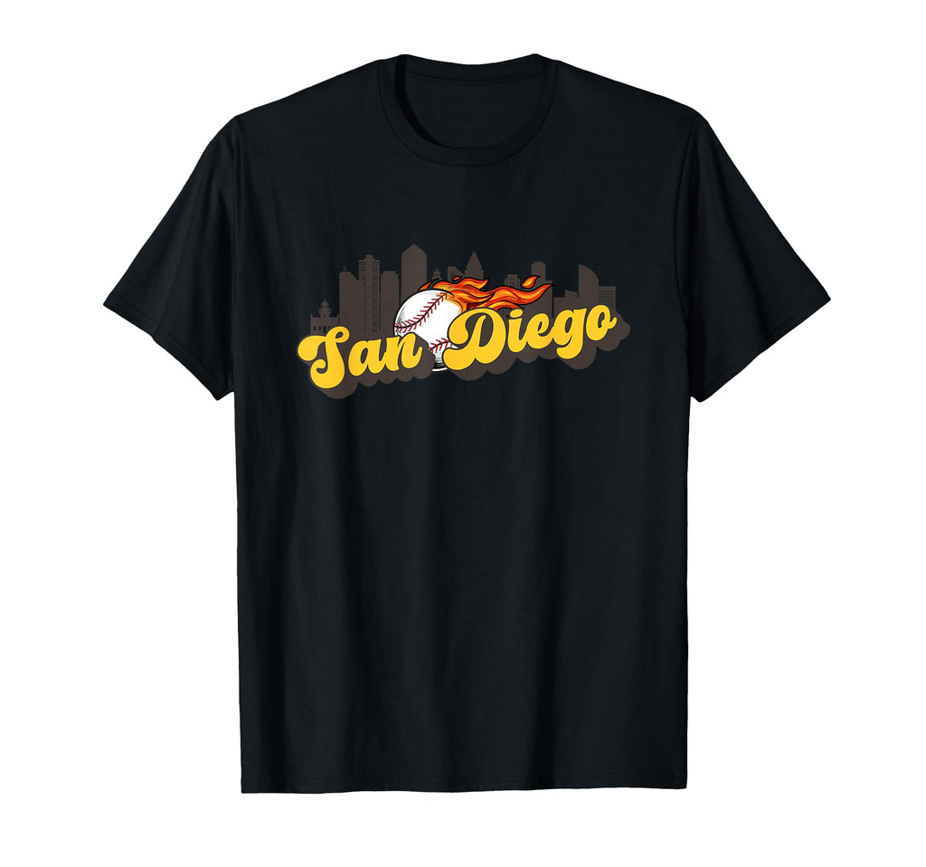 San Diego Baseball City Skyline T-Shirt - Novelty Apparel for Adults - T-Shirt, Sweatshirt, Hoodie
